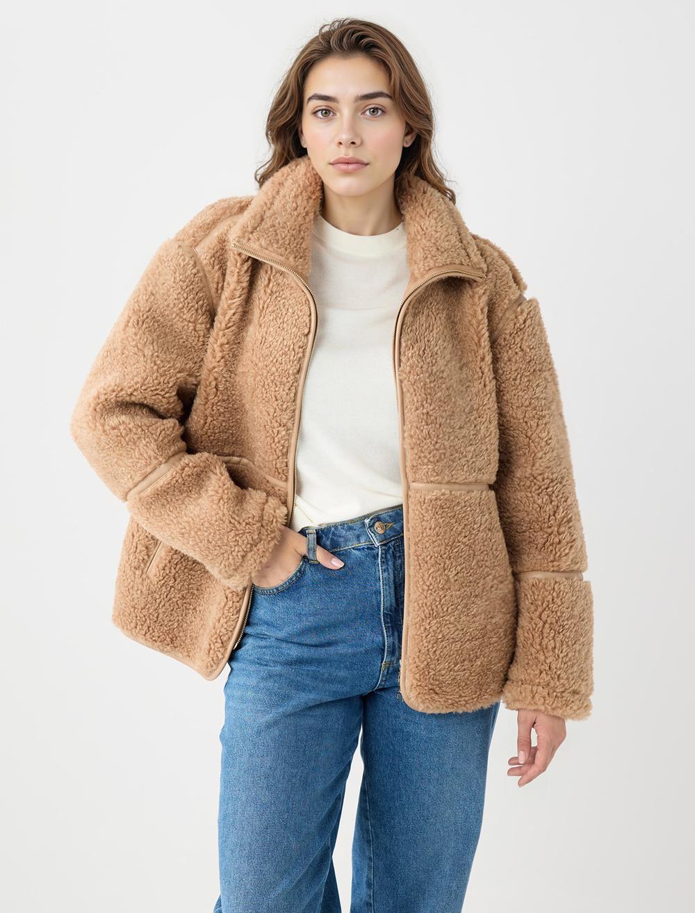 High Collar Long-Sleeve Coat - 5WW053688