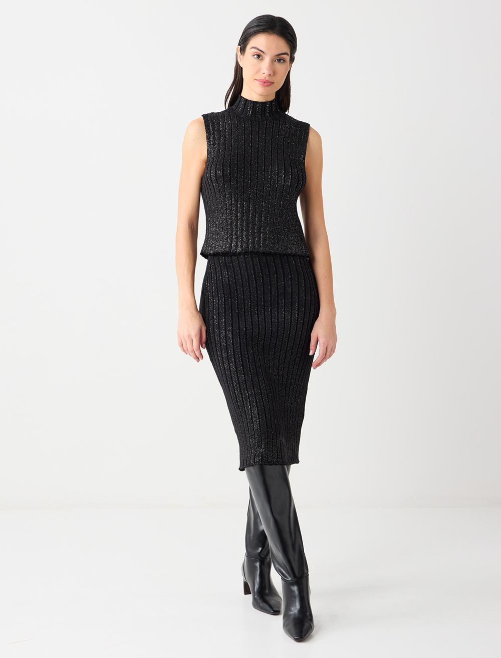 High Collar Sleeveless-Sleeve Blouse - Black - 5WW034167900