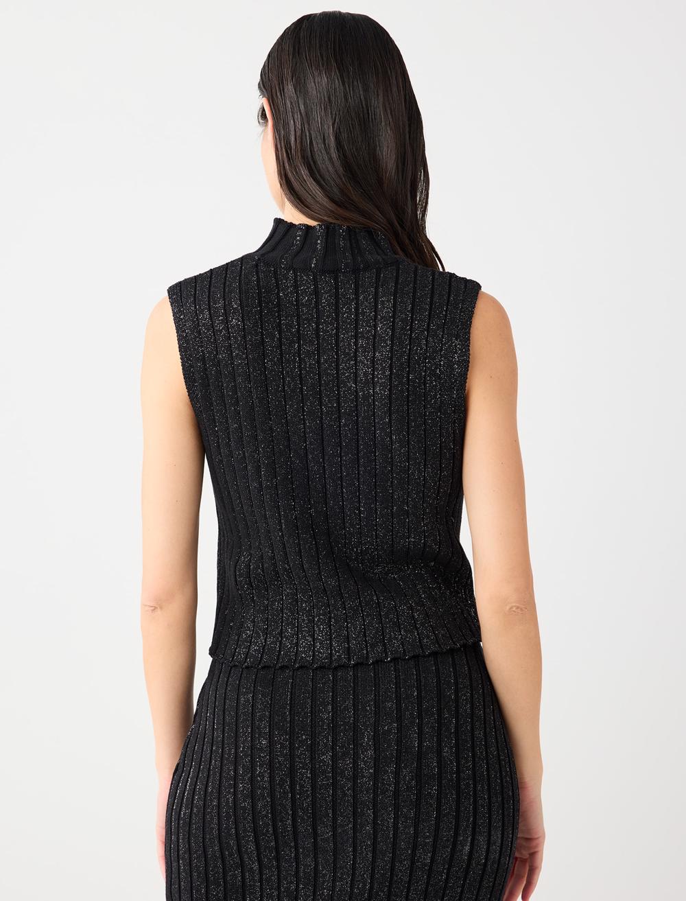 High Collar Sleeveless-Sleeve Blouse - 5WW034167
