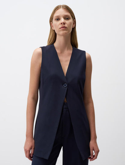 Button Detailed V-Neck Sleeveless Vest