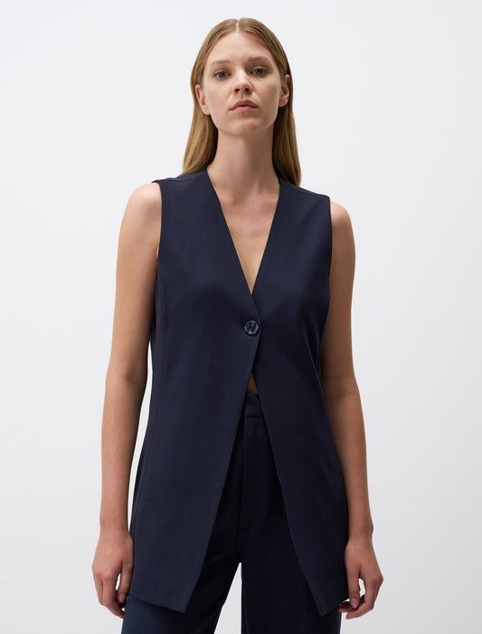 Button Detailed V-Neck Sleeveless Vest