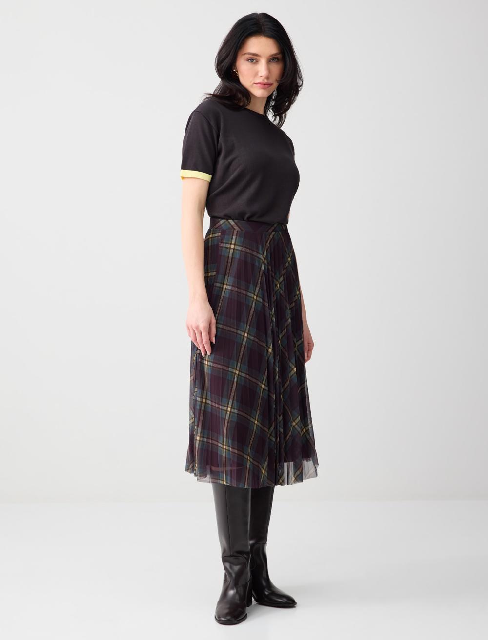 Low-Waist Relaxed Fit Printed Mesh Midi Skirt - 6SW075436