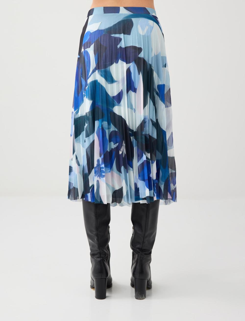 Low-Waist Relaxed Fit Printed Mesh Midi Skirt - 6SW075436