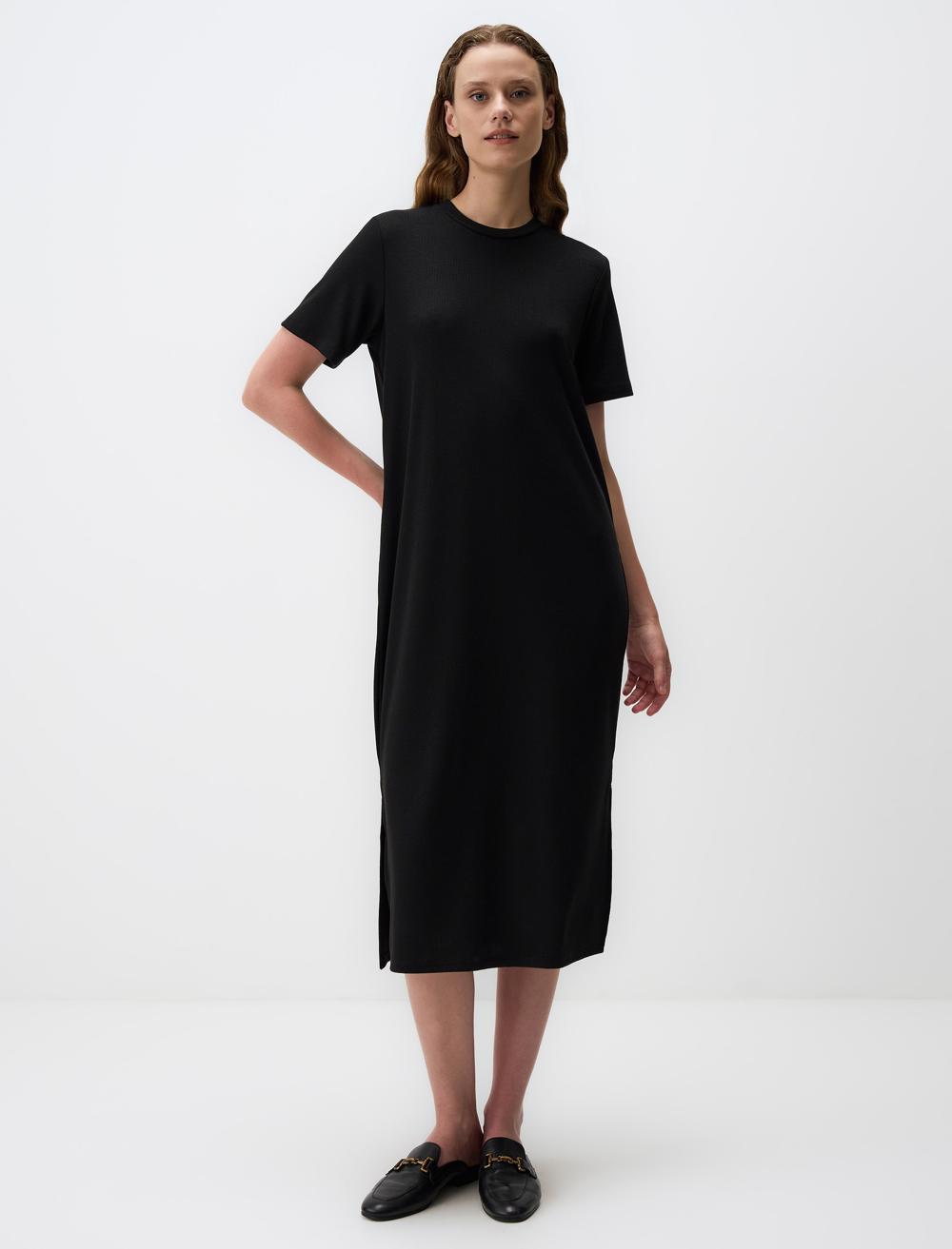 Straight Fit Crew Neck Short Sleeved Dress - 22K08SNE6713276