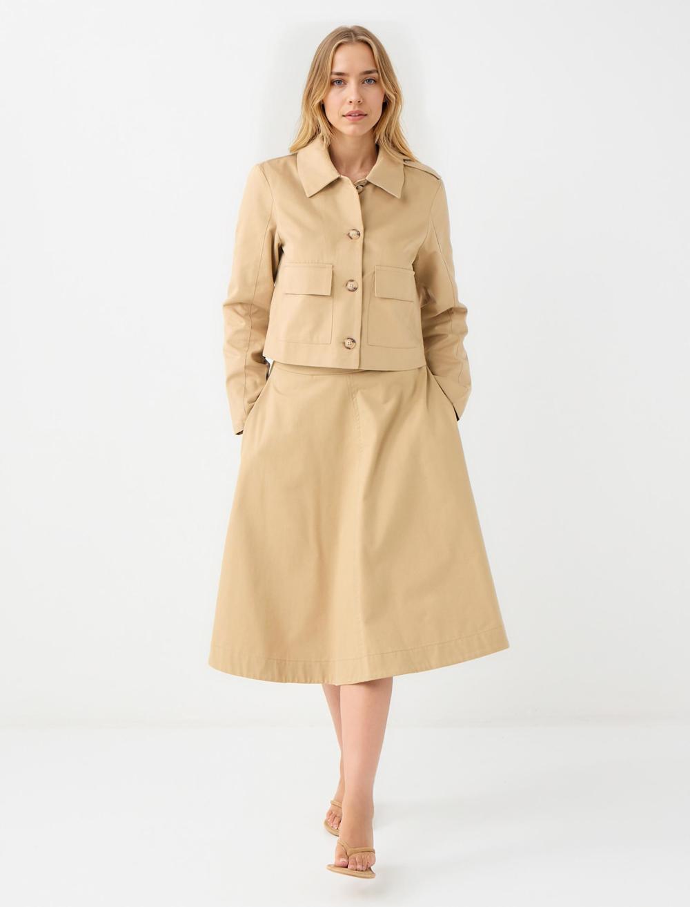 Shirt Collar Long-Sleeve Jacket - Camel - 5WW054967260