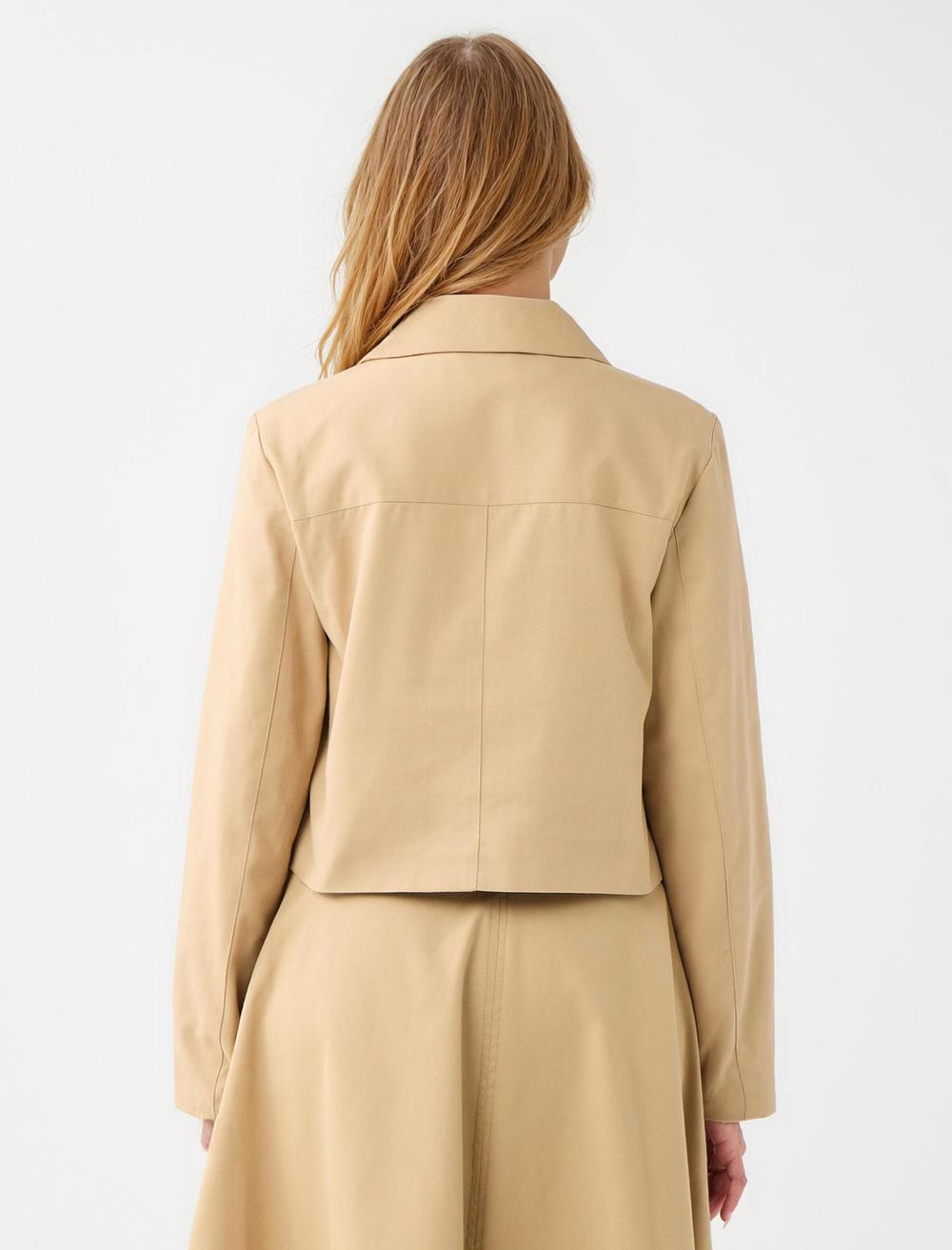 Shirt Collar Long-Sleeve Jacket - Camel - 5WW054967260