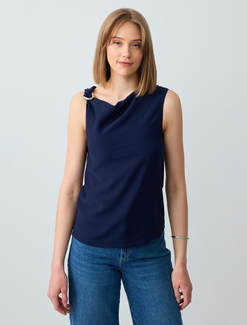 Off-The-Shoulder Sleeveless-Sleeve Blouse - 5SW033895