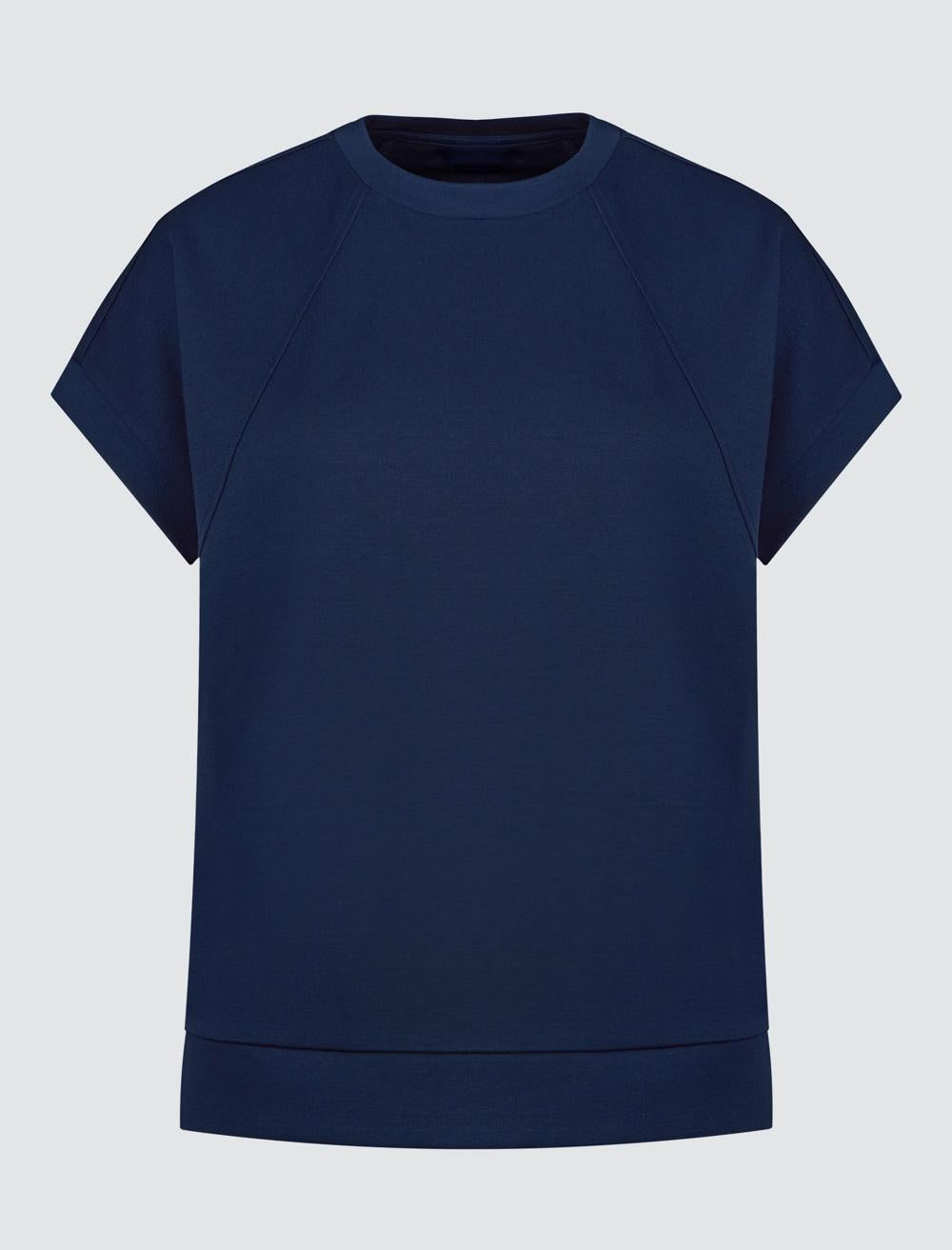 Straight Cut Short Sleeve Crew Neck Knitted Sweatshirt