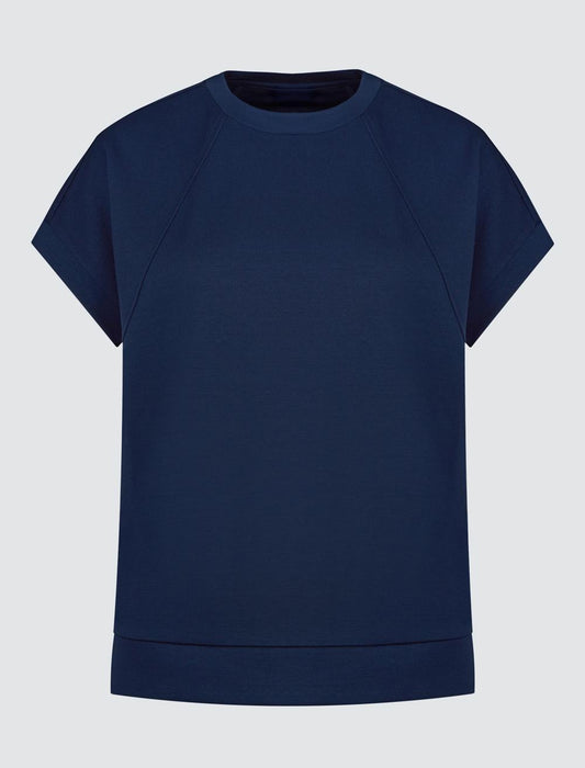 Straight Cut Short Sleeve Crew Neck Knitted Sweatshirt