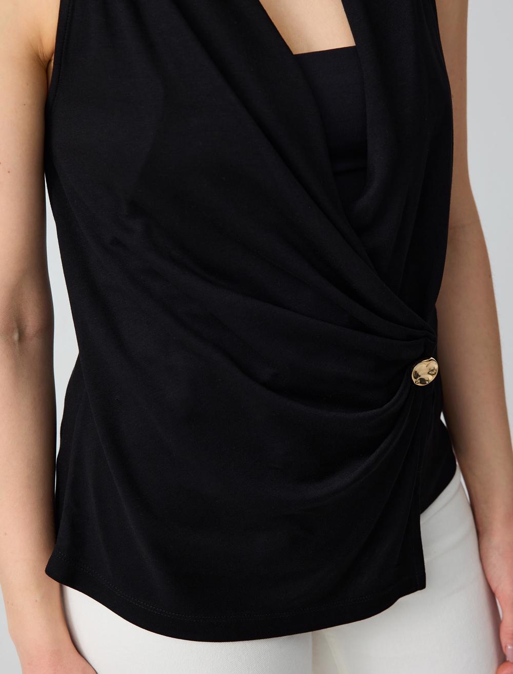 Cache-Coeur Sleeveless-Sleeve Blouse - 5SW034536
