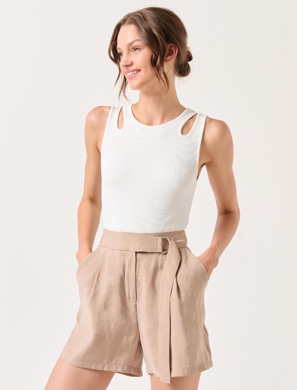 Straight Fit Normal Waist Straight Voile Short - 23SS1013V2