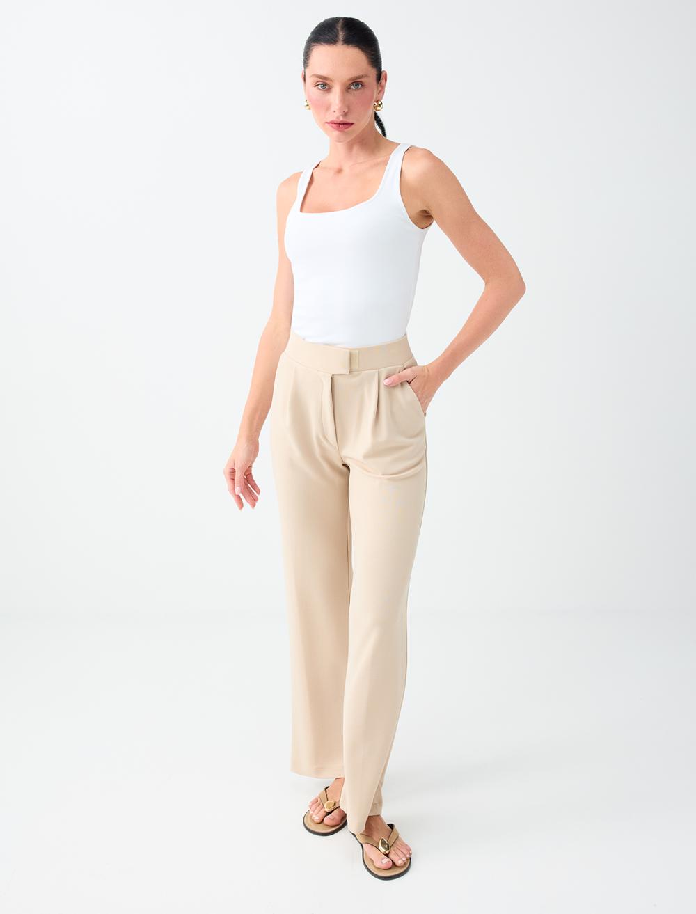 Normal Fit Trousers - Stone - 6SW188015928