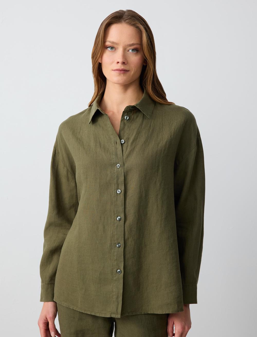 Shirt Collar Long-Sleeve Shirt