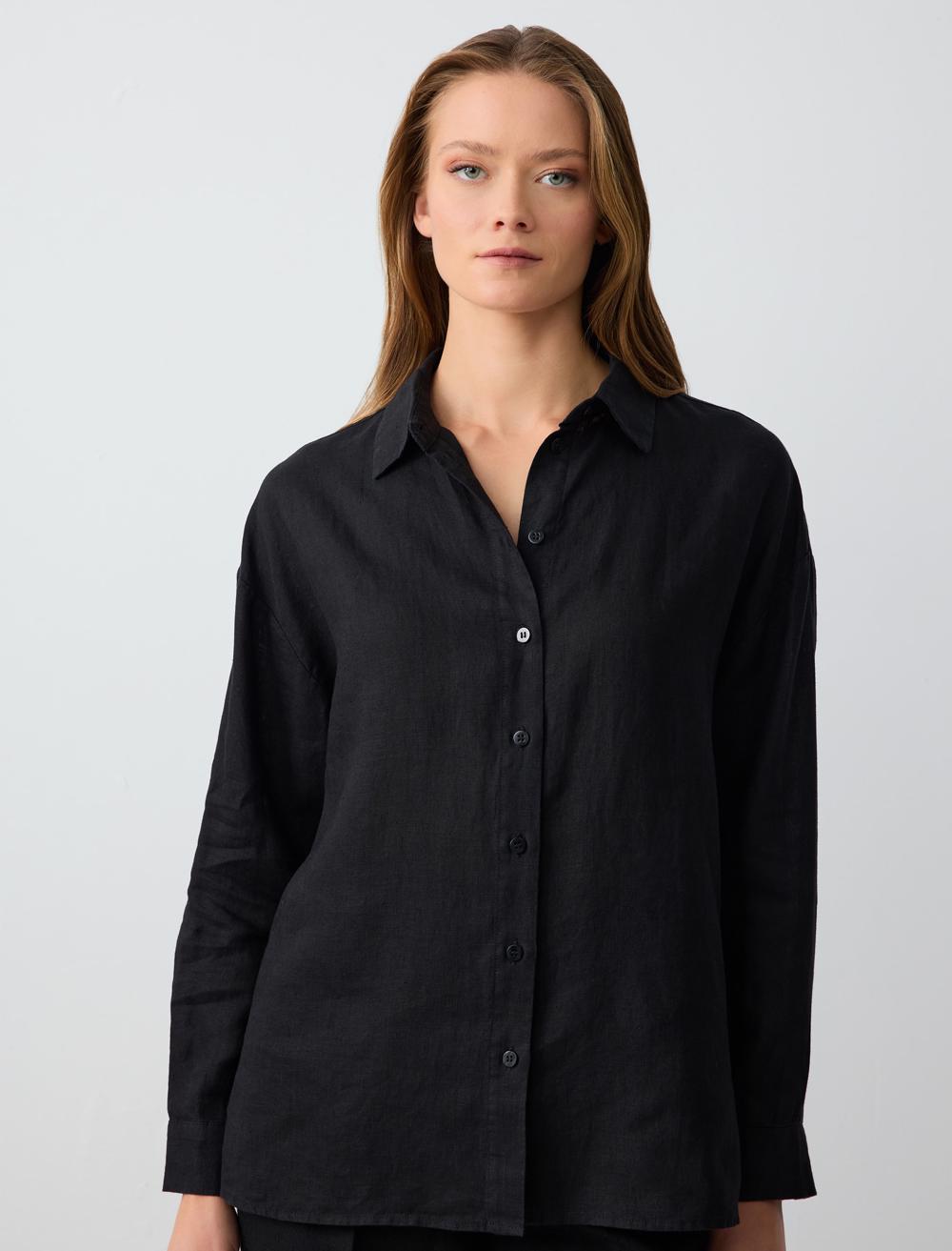 Shirt Collar Long-Sleeve Shirt - 5SW082558