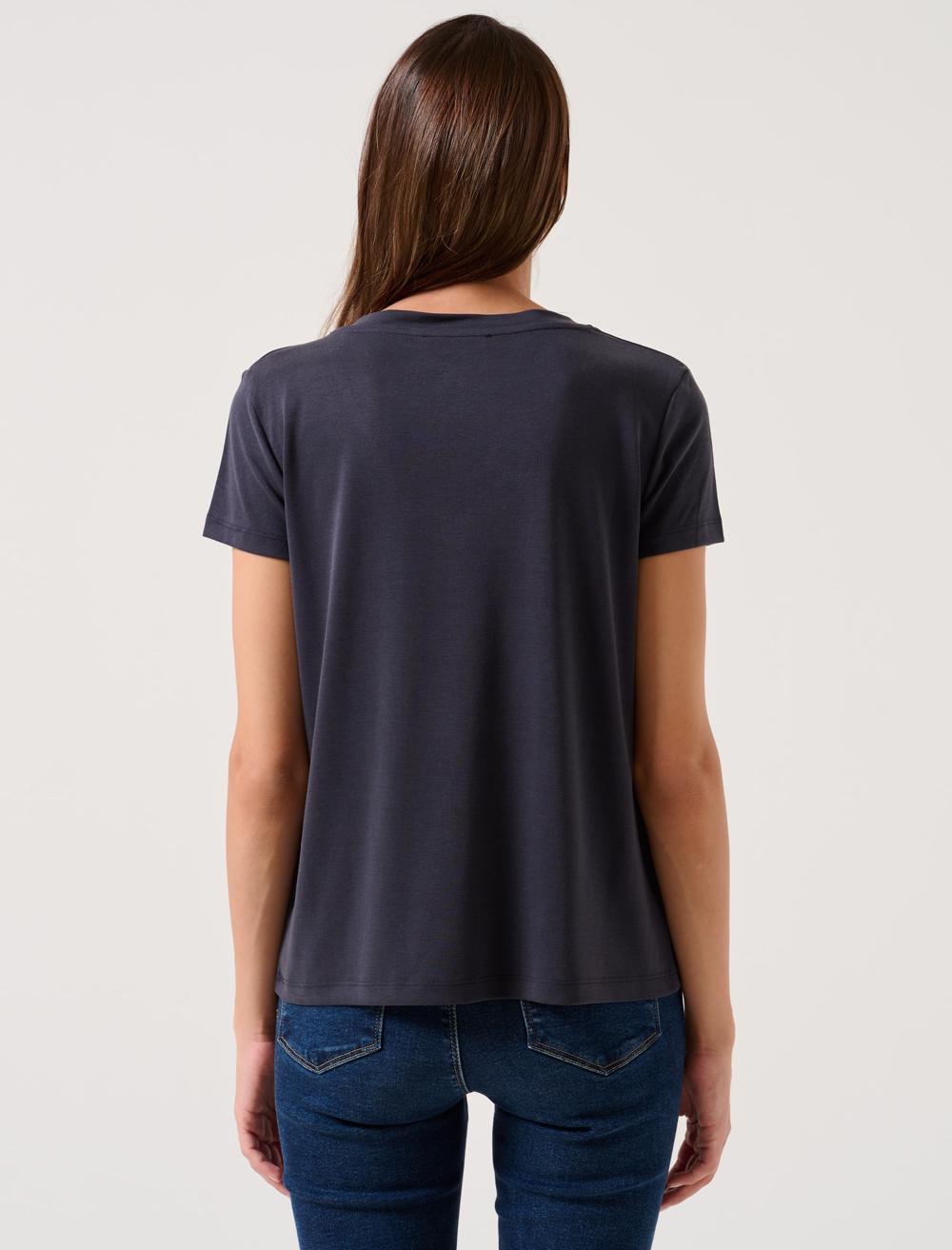 Straight Fit V-Neck Short Sleeved Basic T-Shirt - 22K09AMAZING