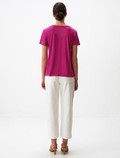 Straight Fit V-Neck Short Sleeved Basic T-Shirt