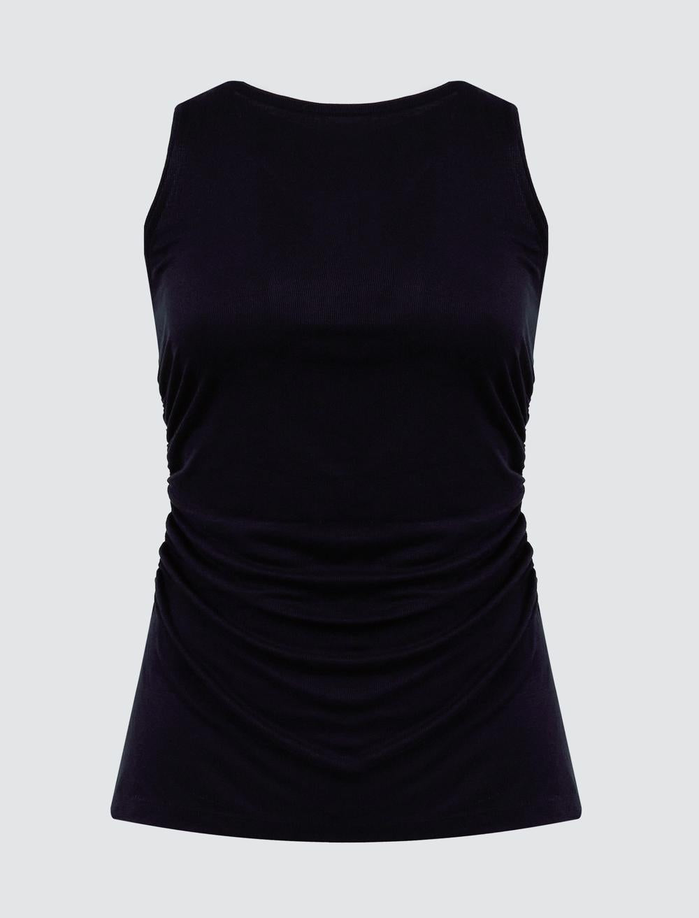 Crew Neck Sleeveless-Sleeve Blouse - 5SW034765