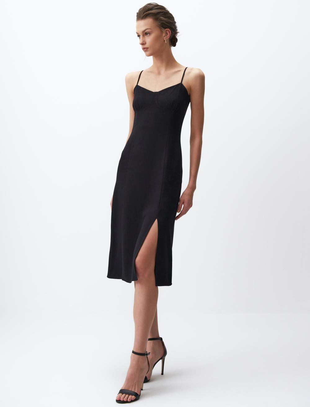 Midi Dress with Straps and Flat Slits - 24SE022039