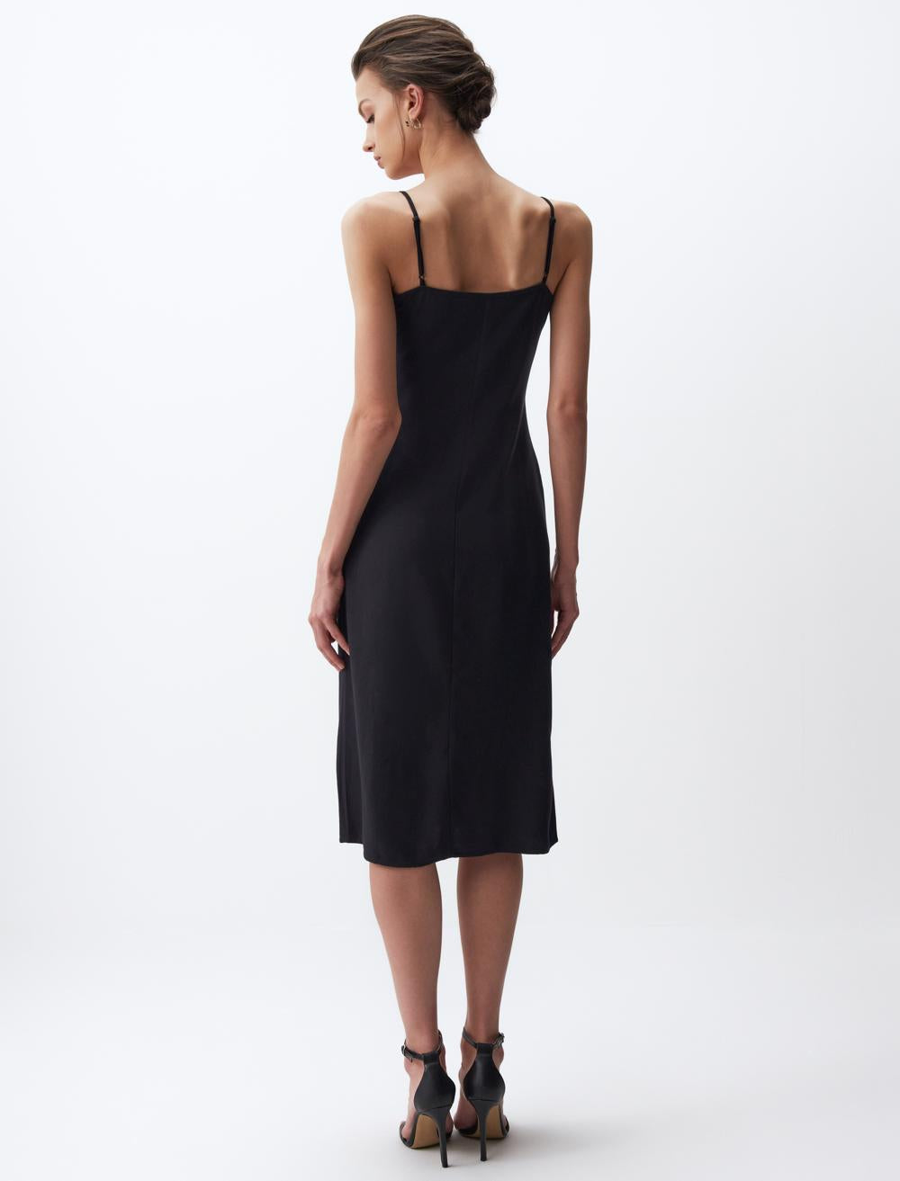 Midi Dress with Straps and Flat Slits - 24SE022039