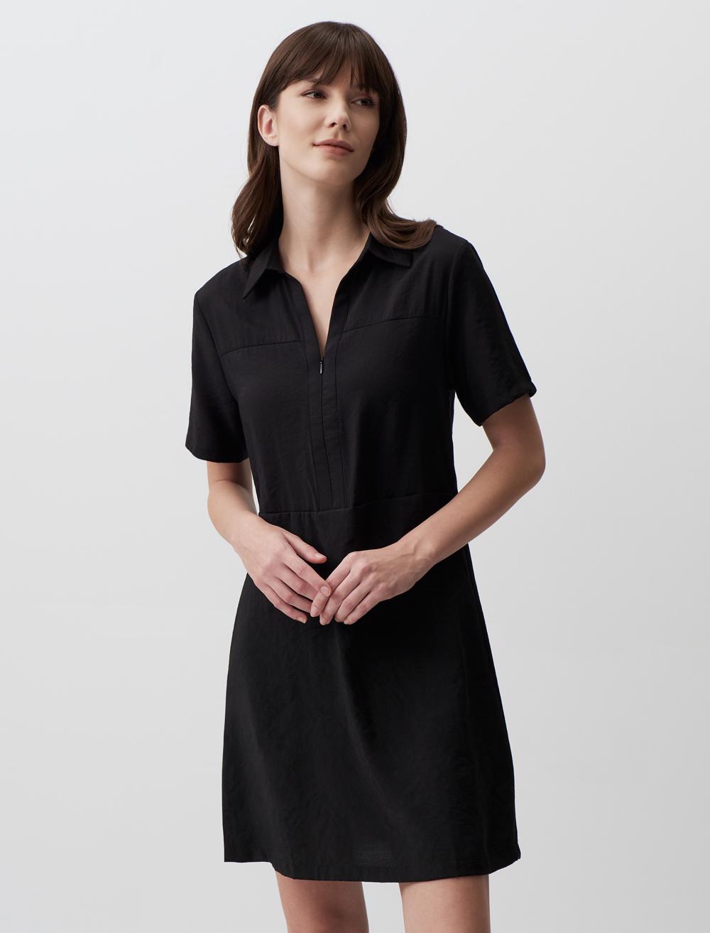 Polo Collar Short Sleeve Mini Dress - 24SE055065