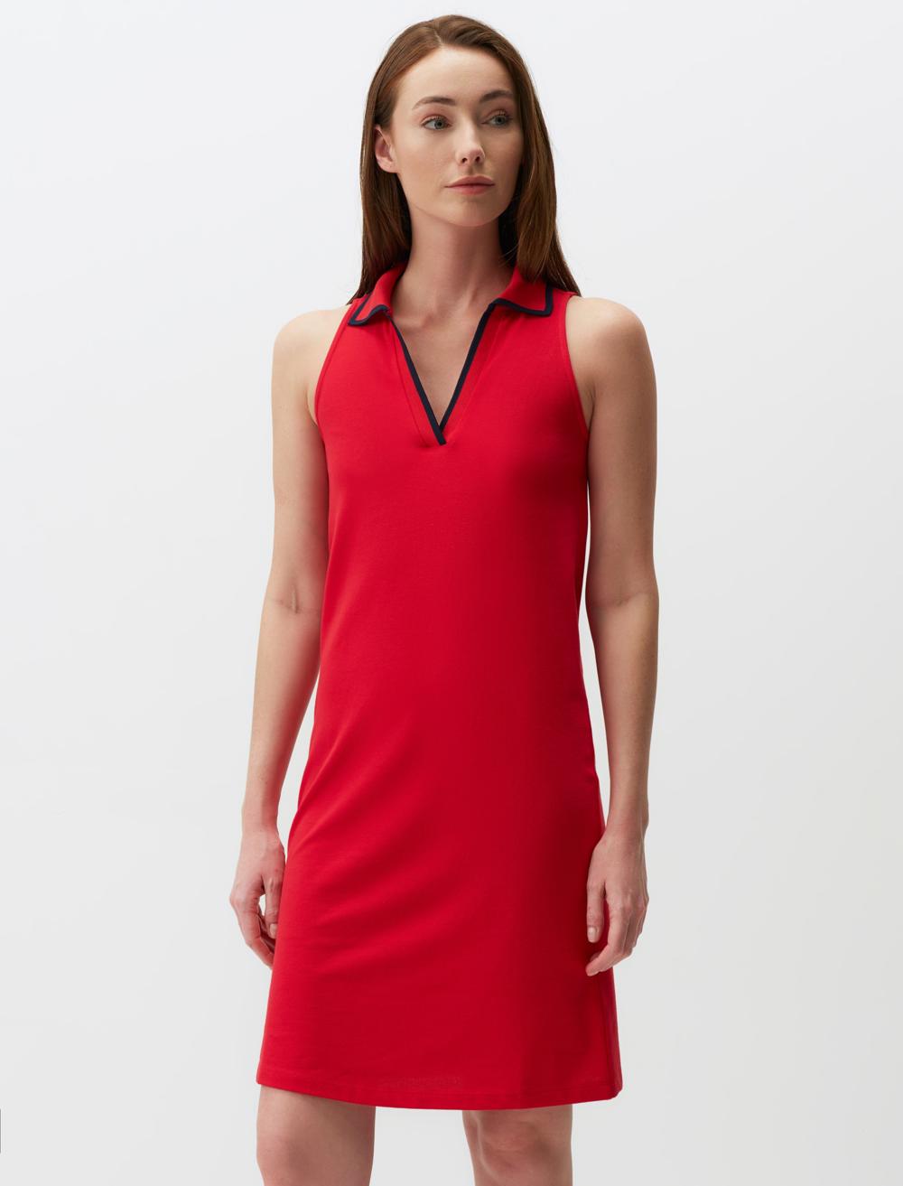 V-Neck Sleeveless-Sleeve Dress