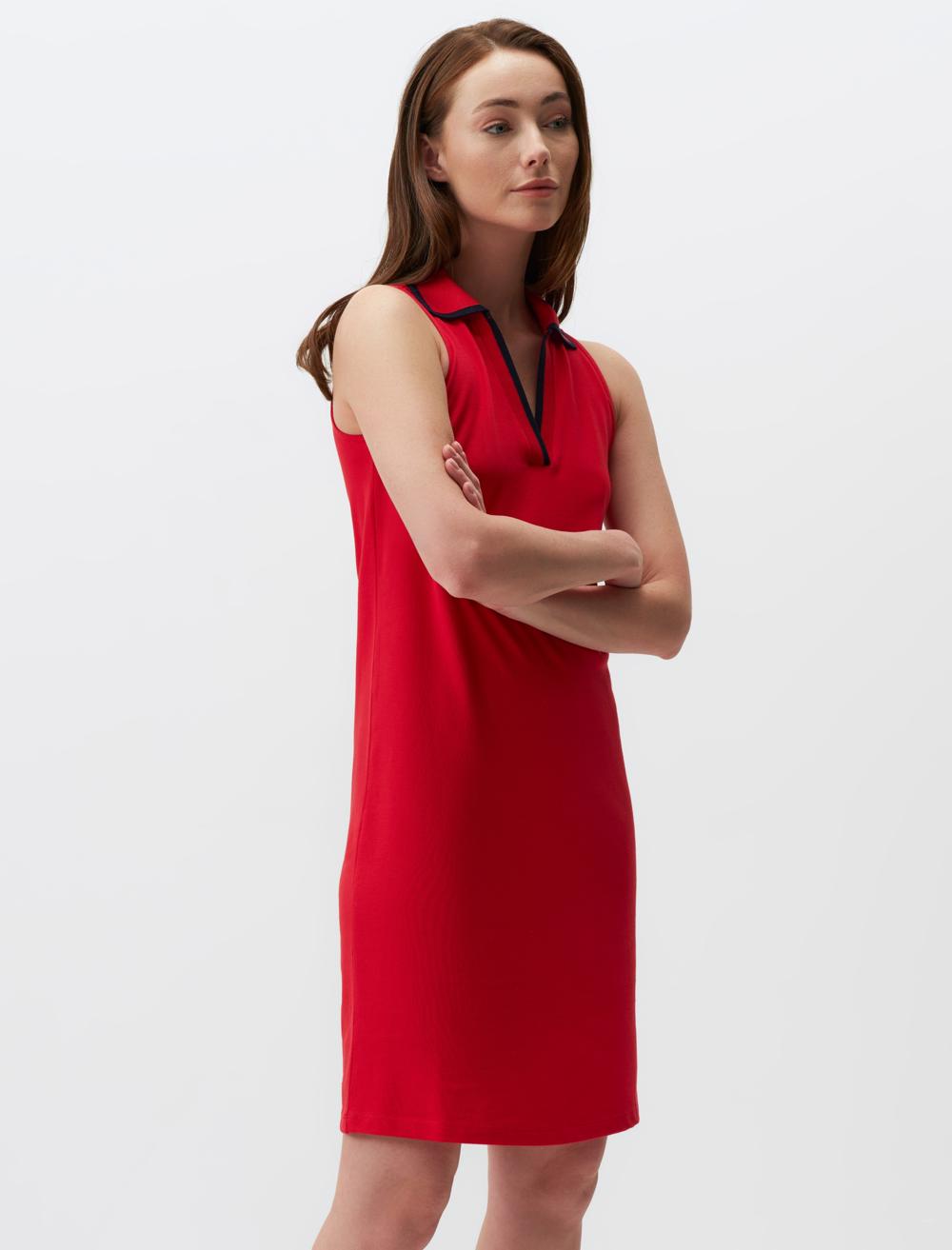 V-Neck Sleeveless-Sleeve Dress - 4SW02130080