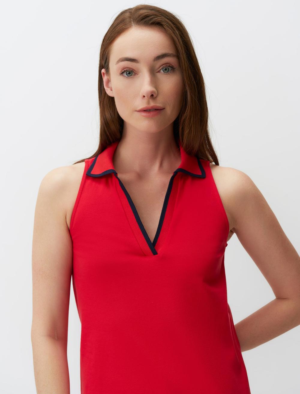 V-Neck Sleeveless-Sleeve Dress - 4SW02130080
