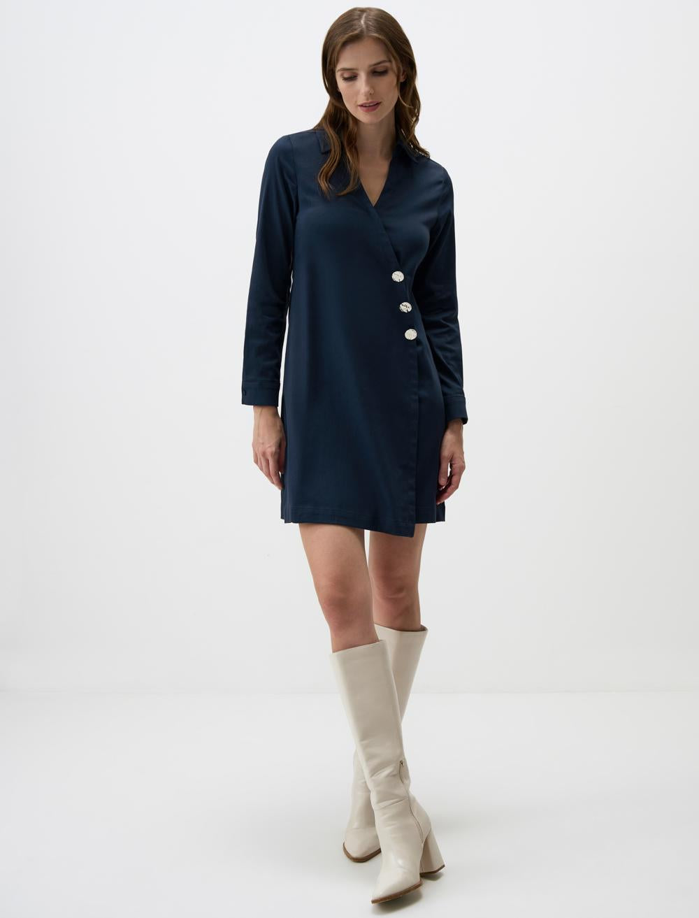 Long-Sleeve Dress - Dark Blue - 4WW01131126494