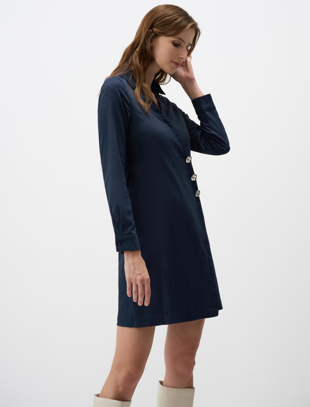 Long-Sleeve Dress - Dark Blue - 4WW01131126494
