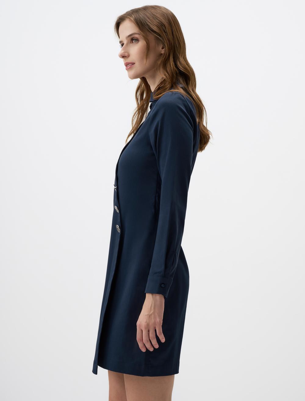 Long-Sleeve Dress - Dark Blue - 4WW01131126494