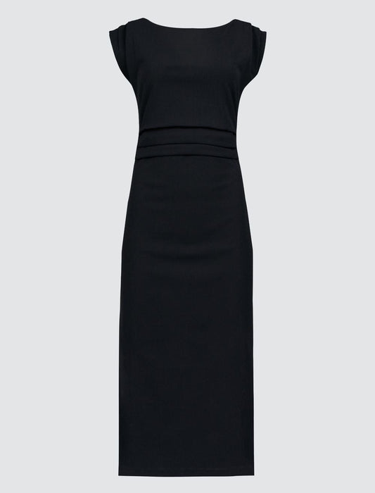Round Neck Slim Fitted Midi Dress