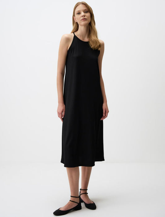 Relaxed Fit Halter Neck Midi Dress with Straps