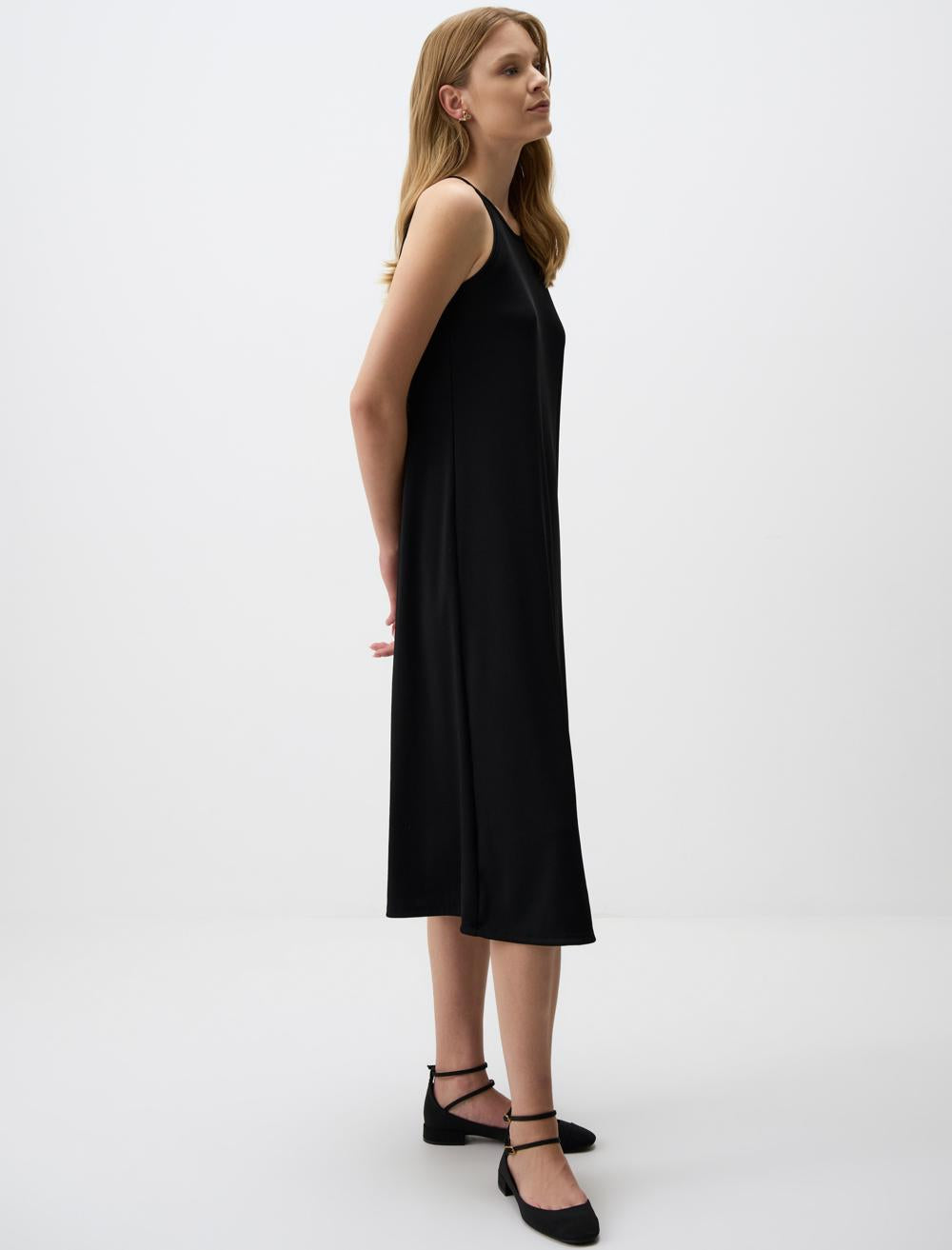 Loose Fit Spaghetti Straps-Sleeve Dress - Black - 4WW062513900