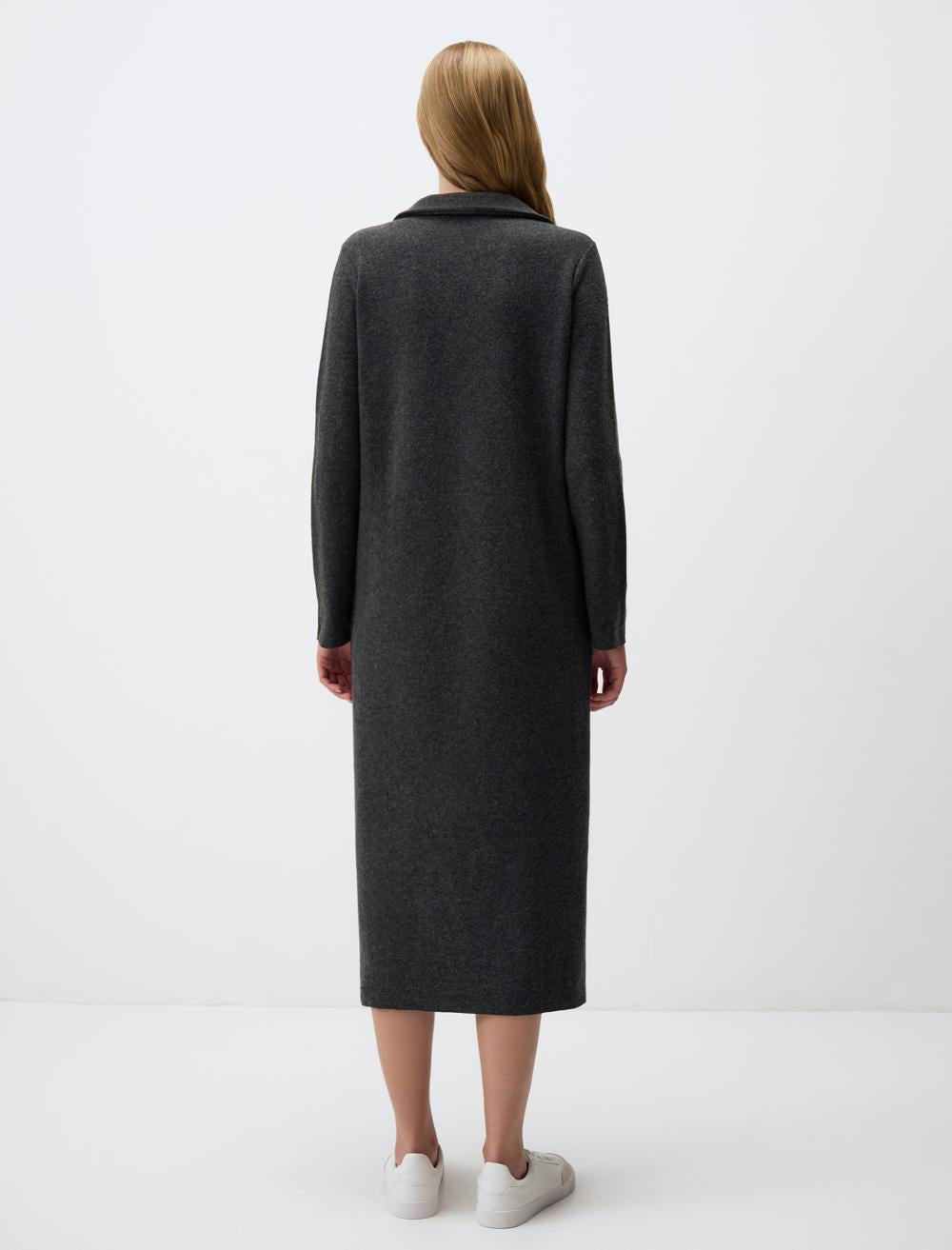 Loose Fit Polo Shirt Long-Sleeve Dress - 4WW131269