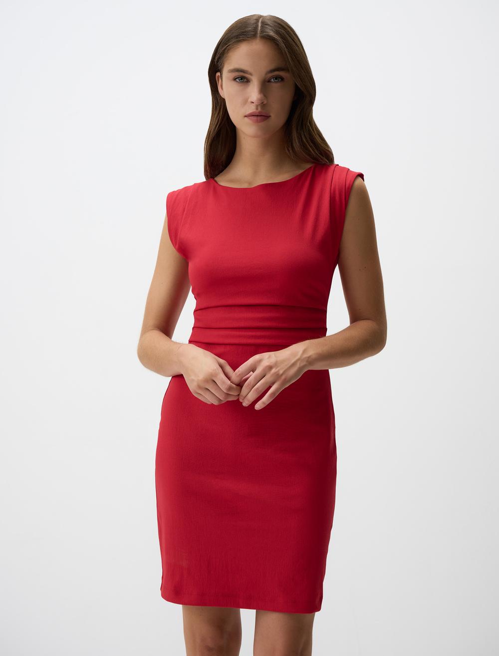 Boat Neck Sleeveless Mini Dress