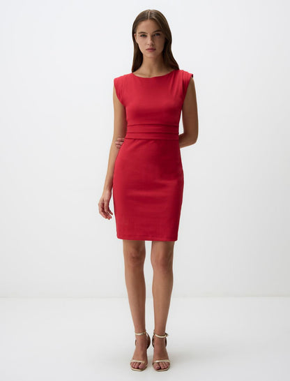 Boat Neck Sleeveless Mini Dress