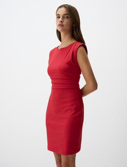 Boat Neck Sleeveless Mini Dress