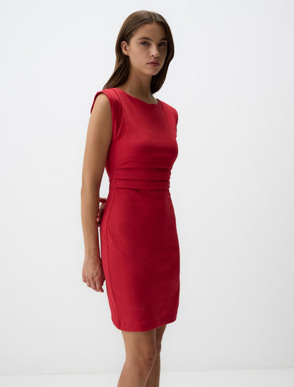 Boat Neck Sleeveless Mini Dress