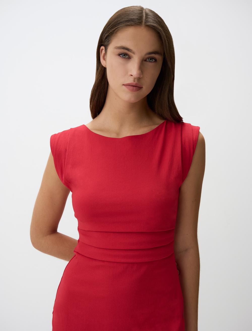 Boat Neck Sleeveless Mini Dress