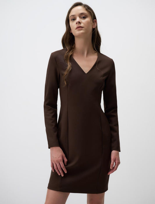 V Neck Long Sleeve Mini Dress