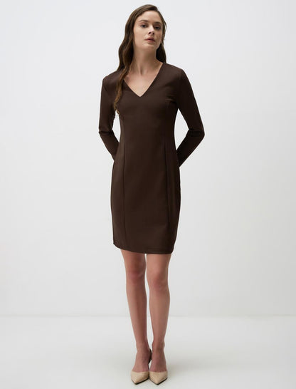 V Neck Long Sleeve Mini Dress