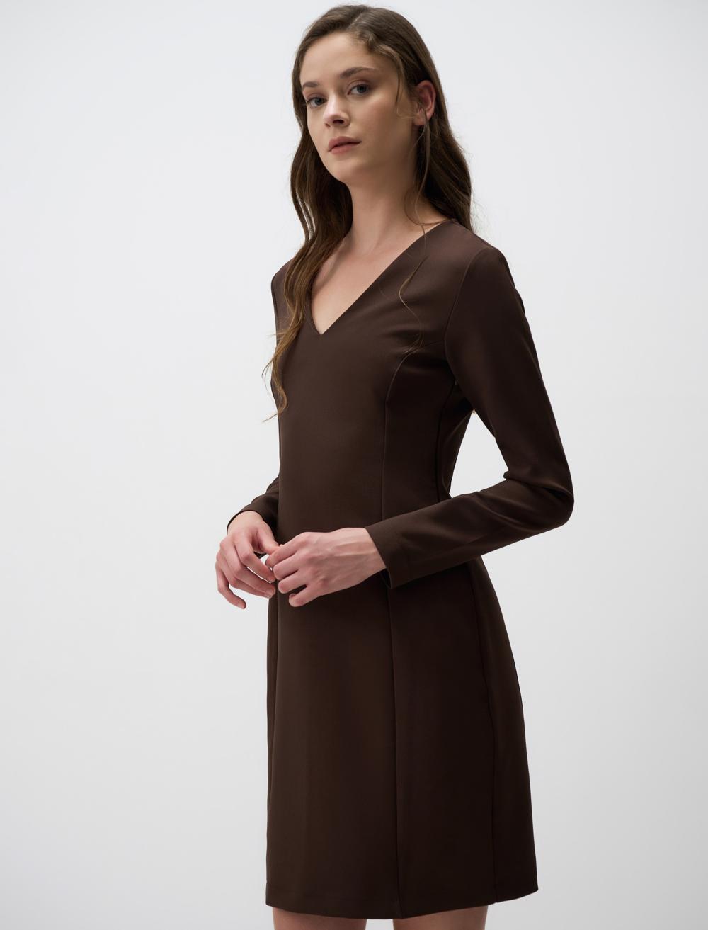 V Neck Long Sleeve Mini Dress