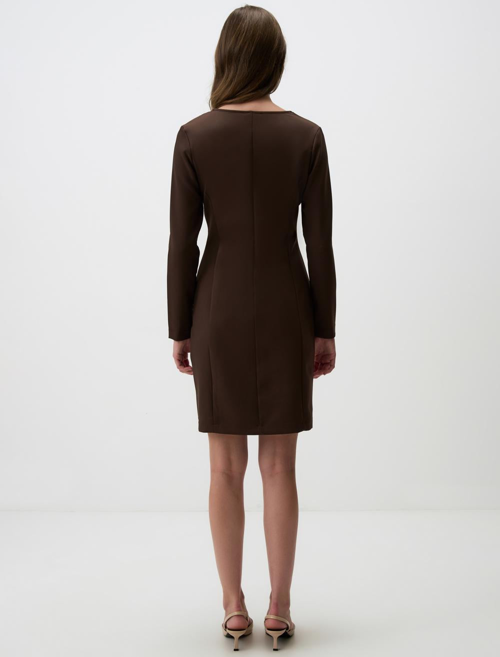 V-Neck Long-Sleeve Dress - 4WW131435