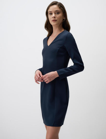 V Neck Long Sleeve Mini Dress