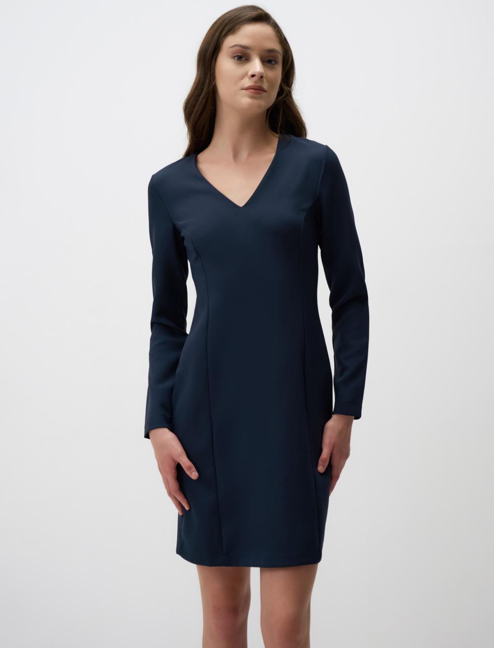 V Neck Long Sleeve Mini Dress