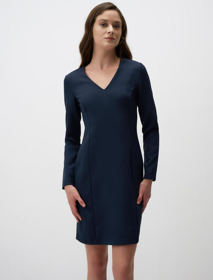 V Neck Long Sleeve Mini Dress