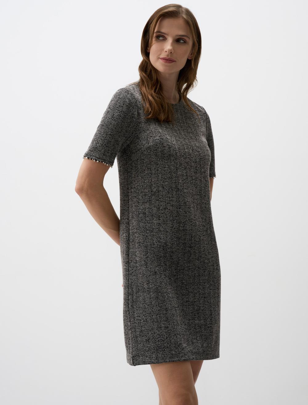 Loose Fit Crew Neck Short-Sleeve Dress - Grey - 4WW131596972