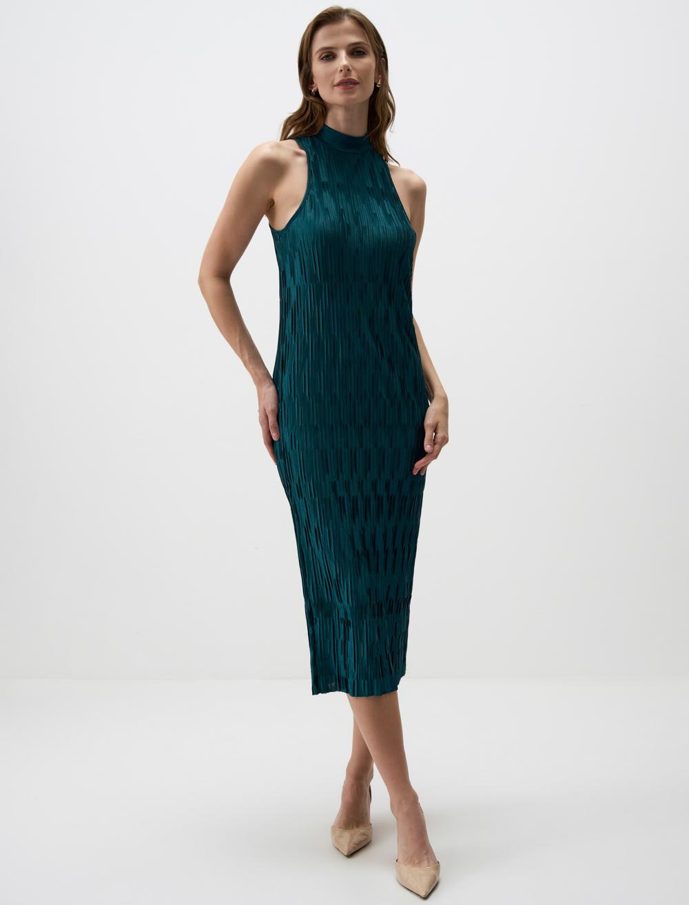Polo Neck Sleeveless-Sleeve Dress - 4WW132027