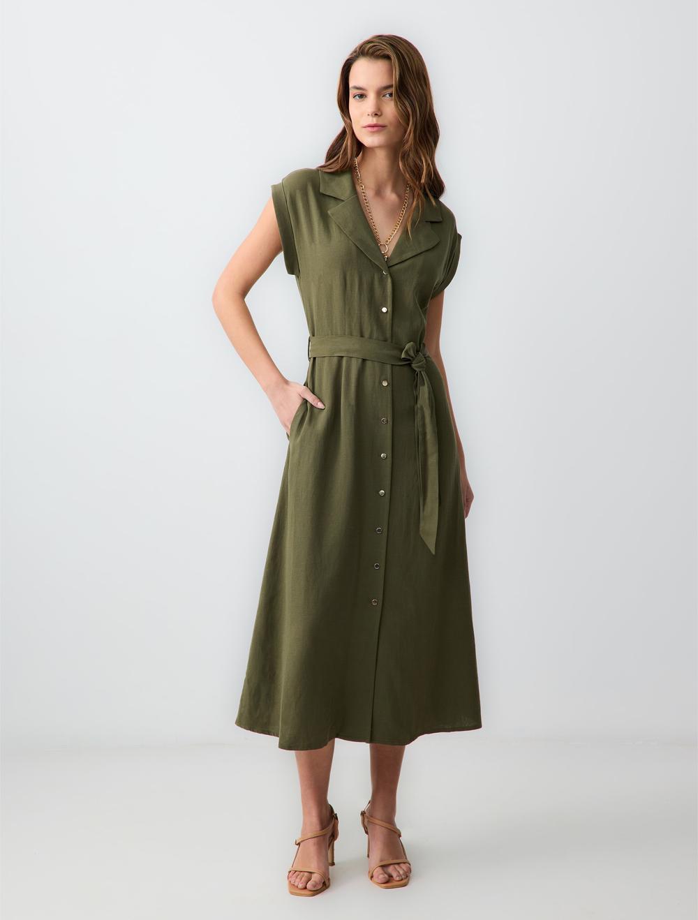 Shirt Collar Short-Sleeve Dress