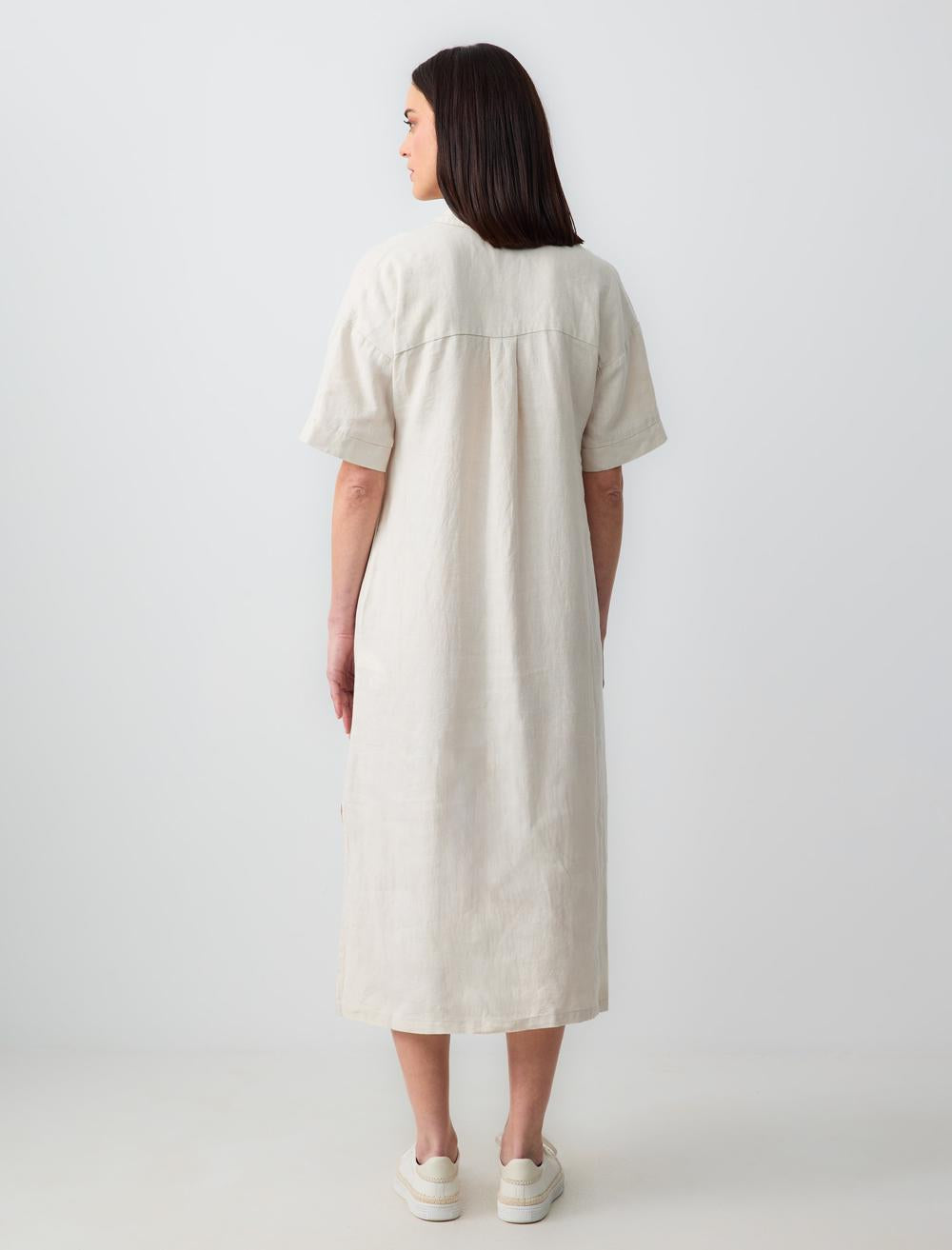 Loose Fit Shirt Collar Short-Sleeve Dress - 5SW062680